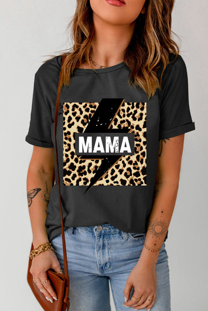 MAMA Leopard Lightning Graphic Tee Shirt