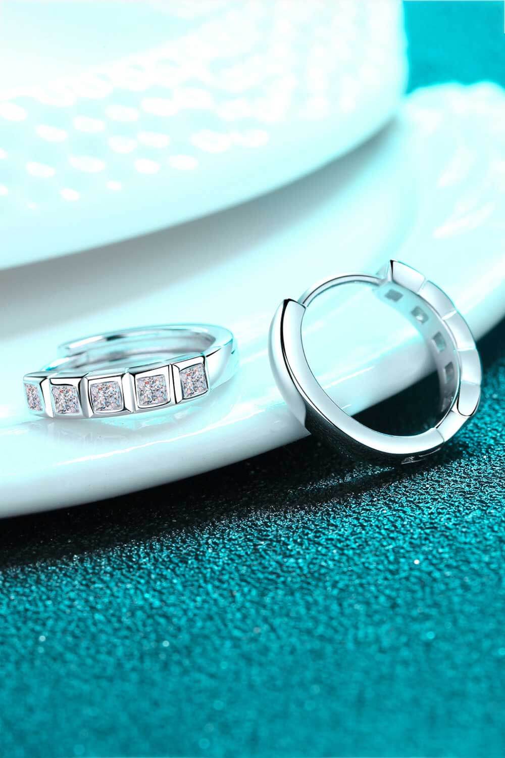 Always Chic Sterling Silver Moissanite Huggie Earrings