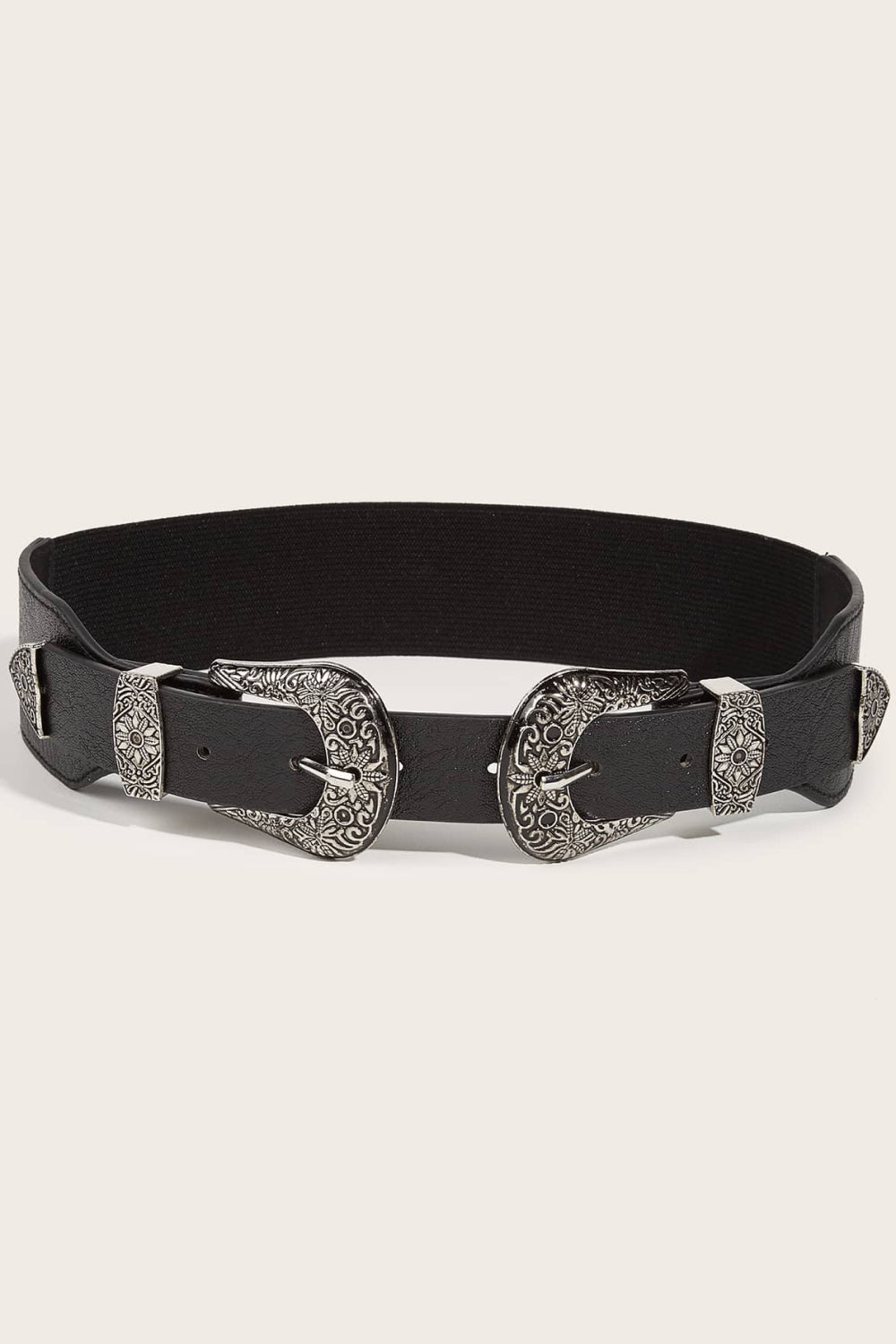 Double Buckle PU Leather Belt