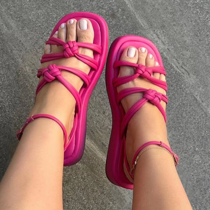 PU Leather Knot Cutout Sandals