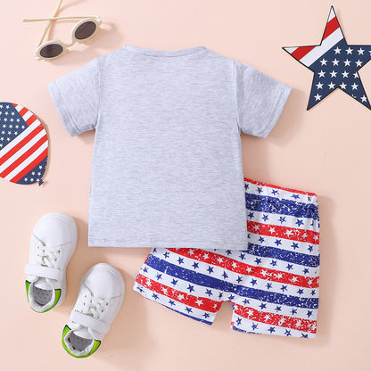 Kids USA Graphic Tee and Star and Stripe Shorts Set