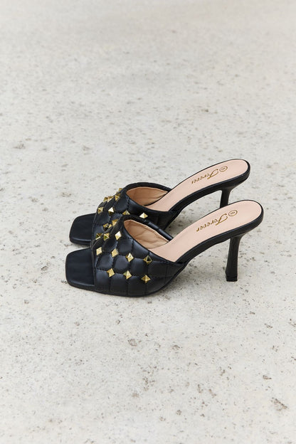 Forever Link Square Toe Quilted Mule Heels in Black