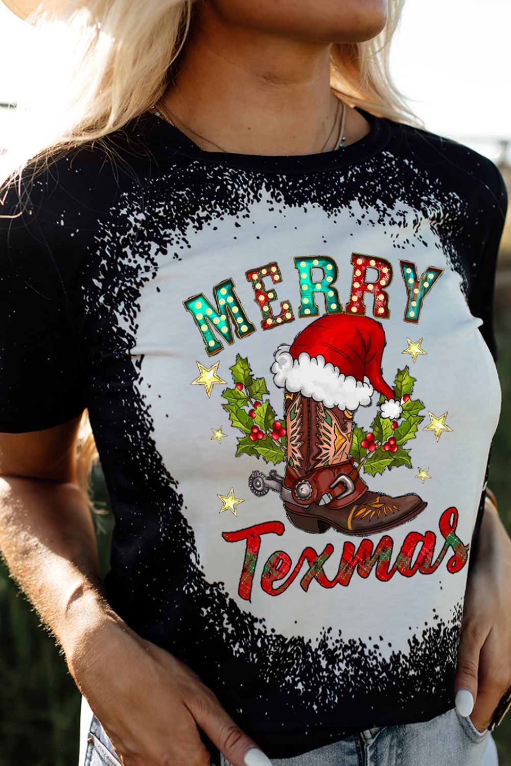 MERRY TEXMAS Round Neck Short Sleeve T-Shirt