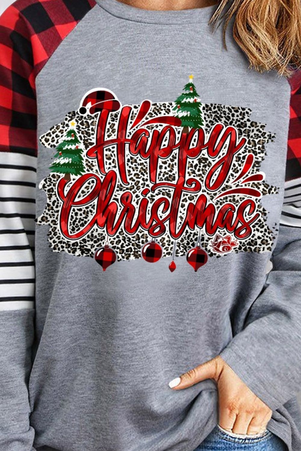 HAPPY CHRISTMAS Striped Long Sleeve T-Shirt