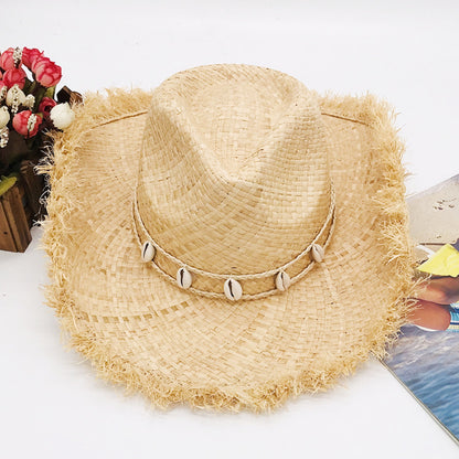 Raw Hem Wide Brim Raffia Hat