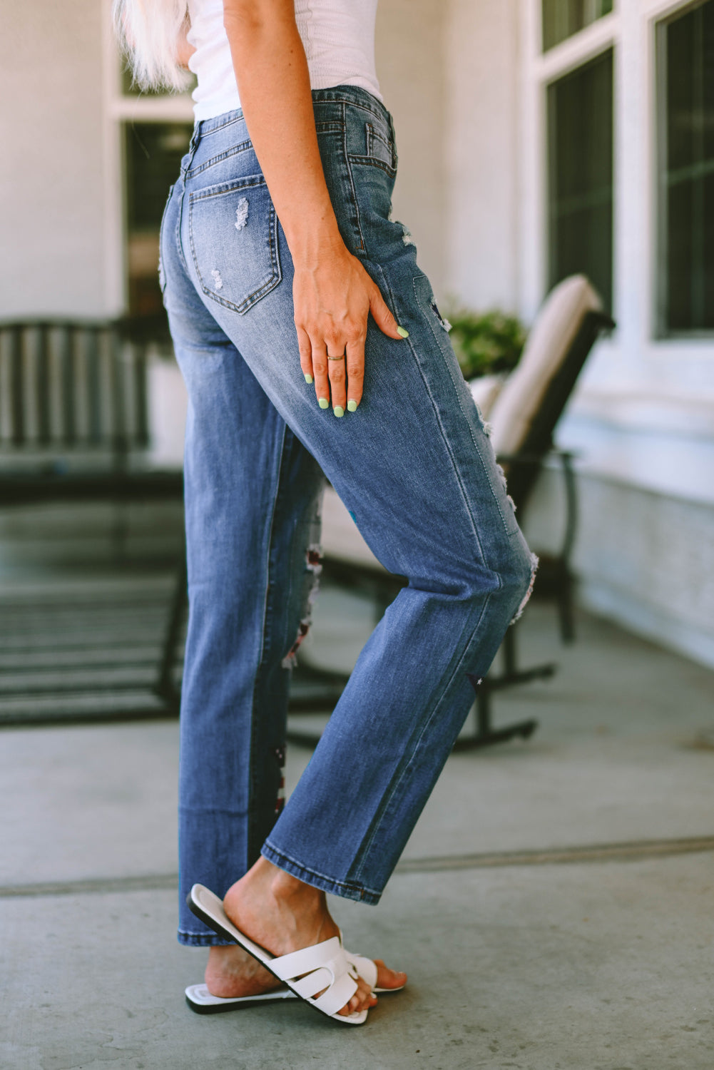 Heart Distressed Jeans with Pockets