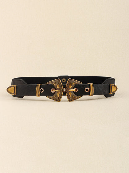 Double Buckle PU Leather Belt