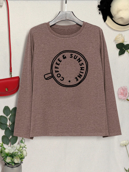 COFFEE SUNSHINE Round Neck Long Sleeve T-Shirt