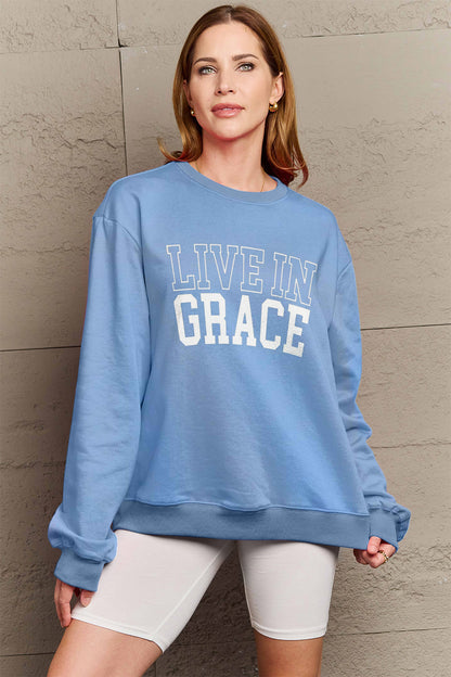 Simply Love Full Size LIVE IN GRACE Graphic Sweatshirt