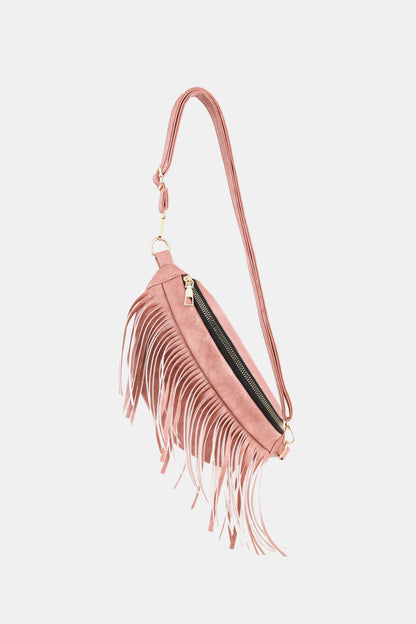 Fringed PU Leather Sling Bag