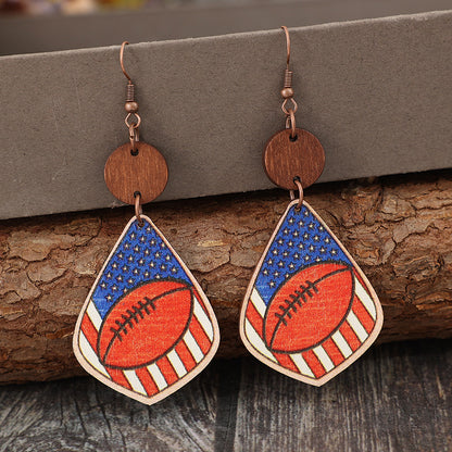 Printed Wooden Dangle Earrings