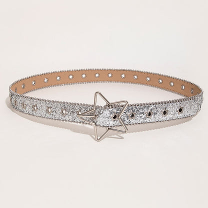 PU Leather Star Shape Buckle Belt