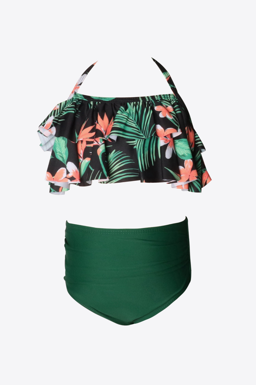 Printed Layered Halter Neck Two-Piece Swim Set