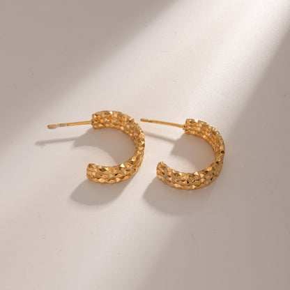 18K Gold-Plated Stainless Steel C-Hoop Earrings