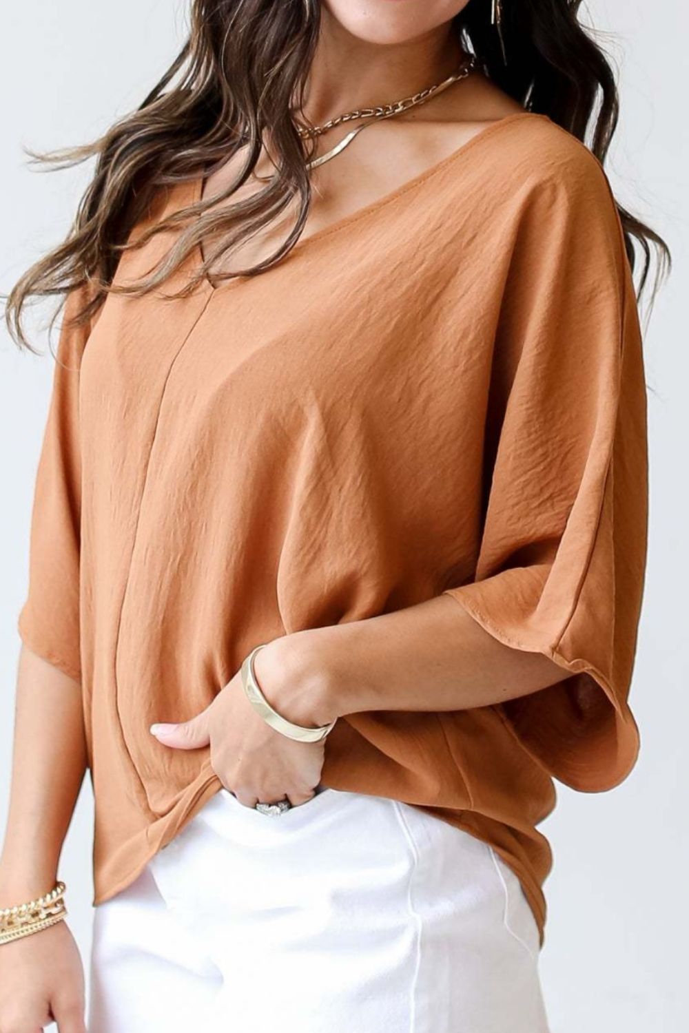 V-Neck Half Sleeve Blouse