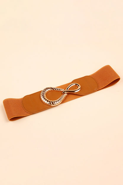 Ribbed Alloy Buckle Elastic Belt