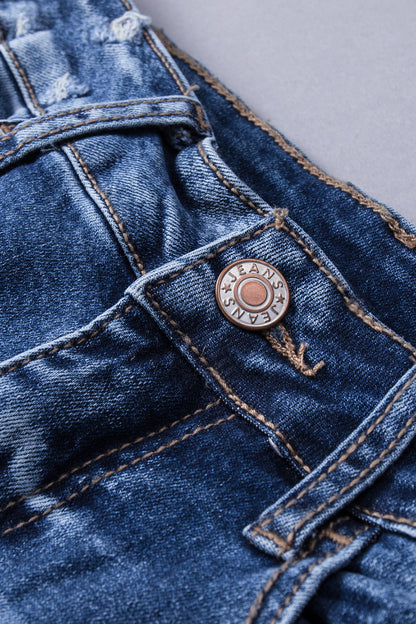 Distressed Flared Jeans with Pockets