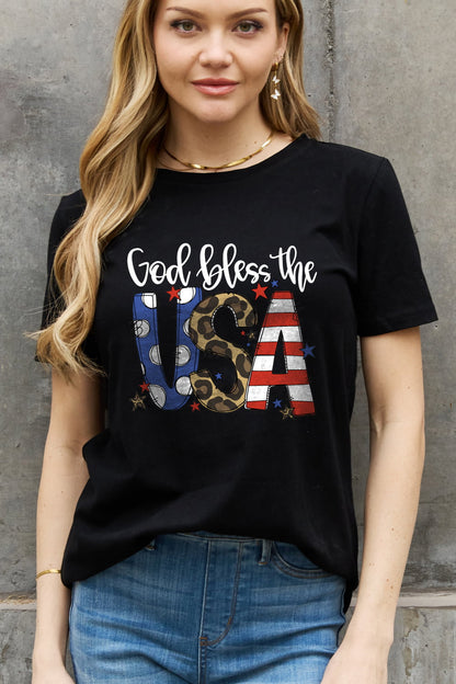 Simply Love Full Size GOD BLESS THE USA Graphic Cotton Tee