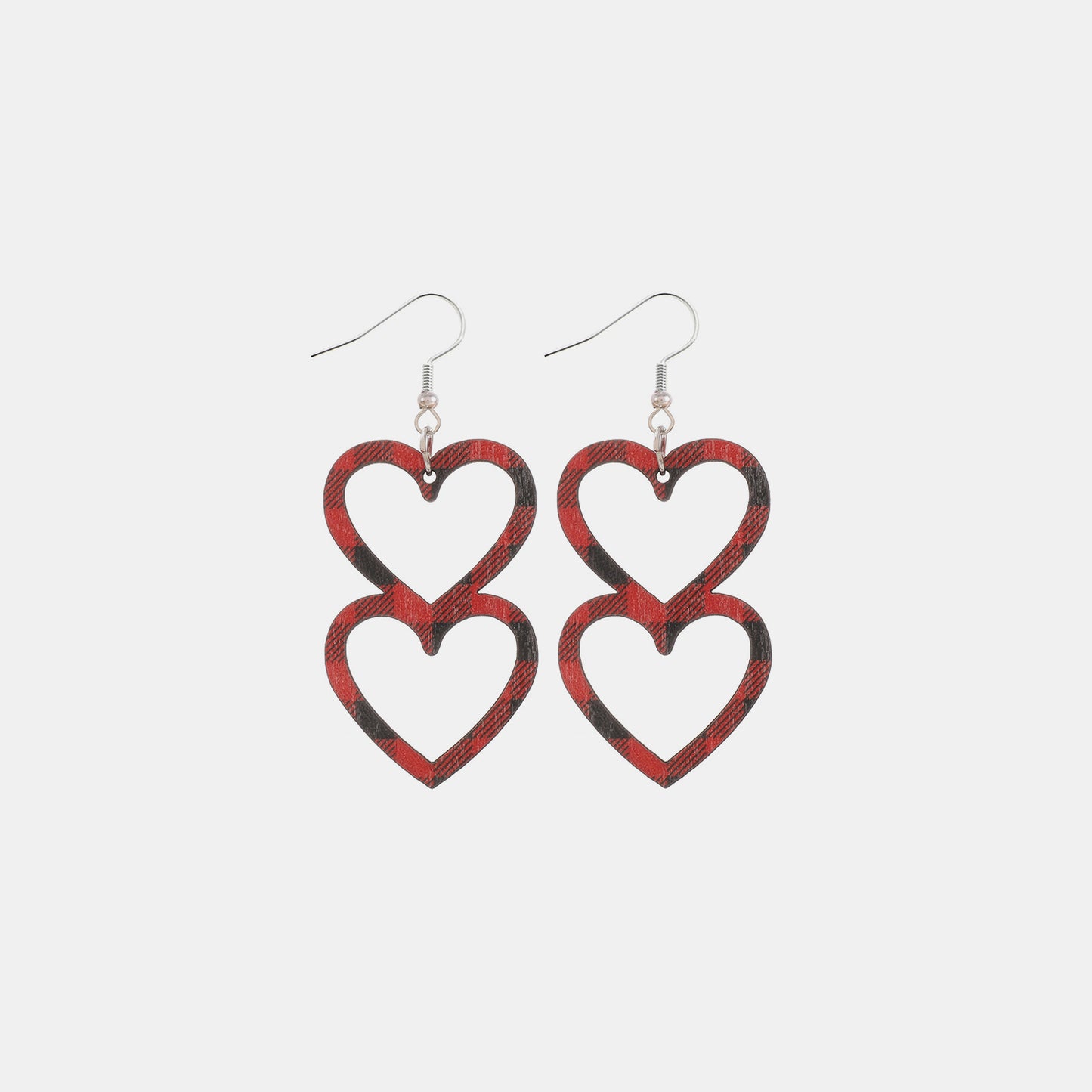 Cutout Heart Shape Wood Earrings