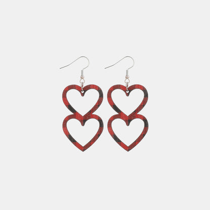 Cutout Heart Shape Wood Earrings