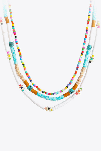 5-Pack Wholesale Multicolored Bead Necklace Three-Piece Set