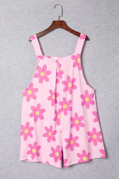 Pocketed Flower Wide Strap Overall