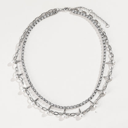 Rhinestone Double-Layered Necklace