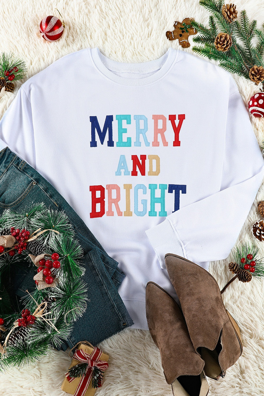 MERRY AND BRIGHT Graphic Sweatshirt