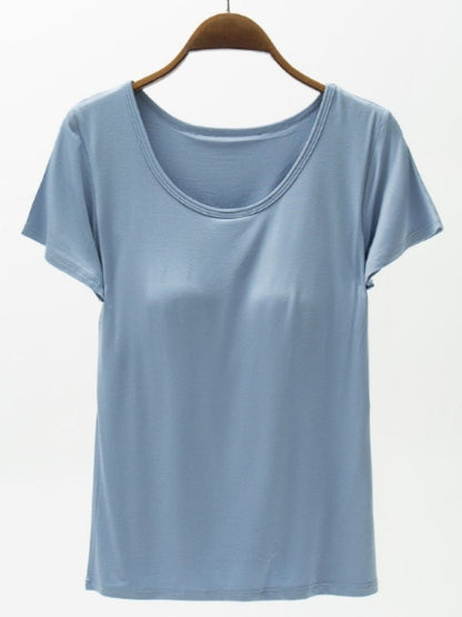 Round Neck Modal T-Shirt with Bra