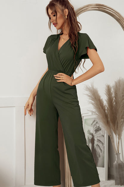 Flutter Sleeve Surplice Jumpsuit