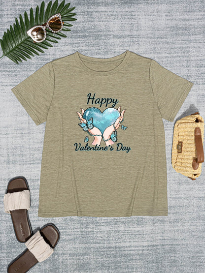 HAPPY VALENTINE'S DAY Round Neck Short Sleeve T-Shirt