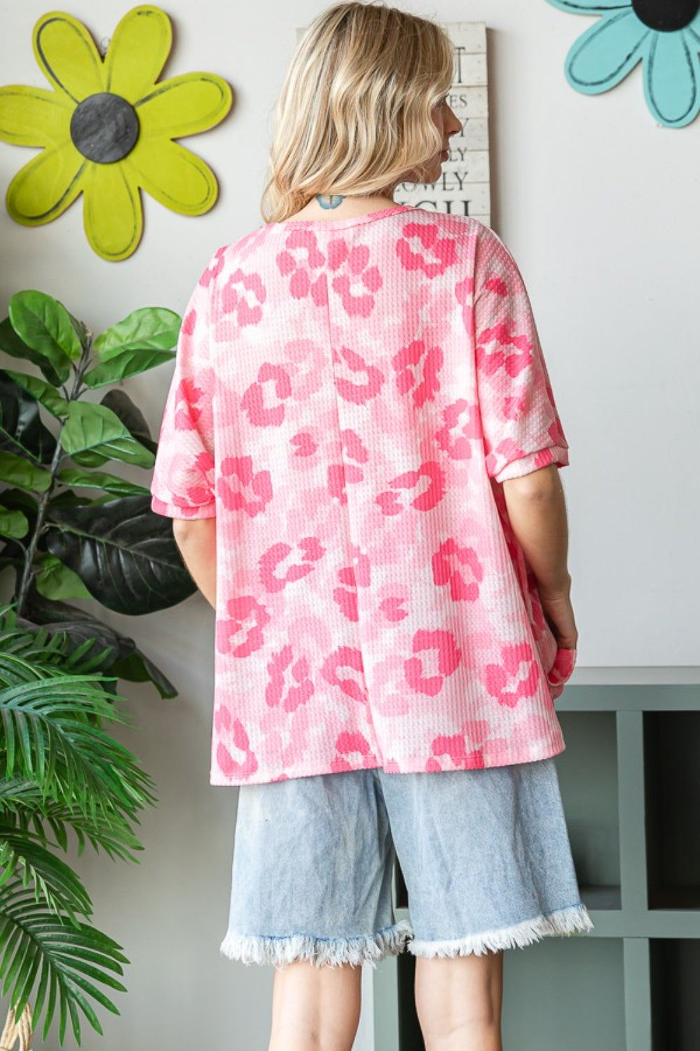 HOPELY Print Waffle Oversized T-Shirt