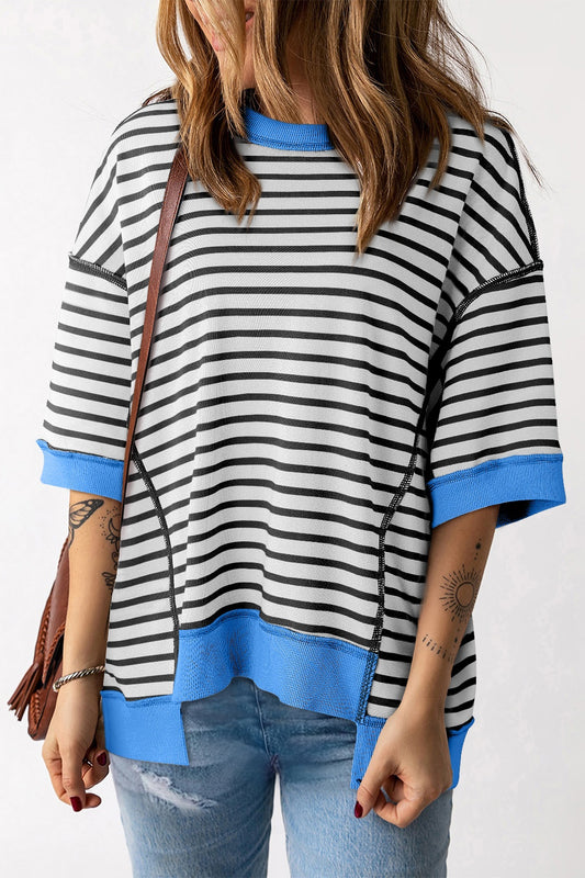 Striped Round Neck Half Sleeve T-Shirt