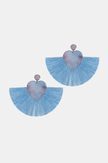 Heart Shape Fringed Dangle Earrings