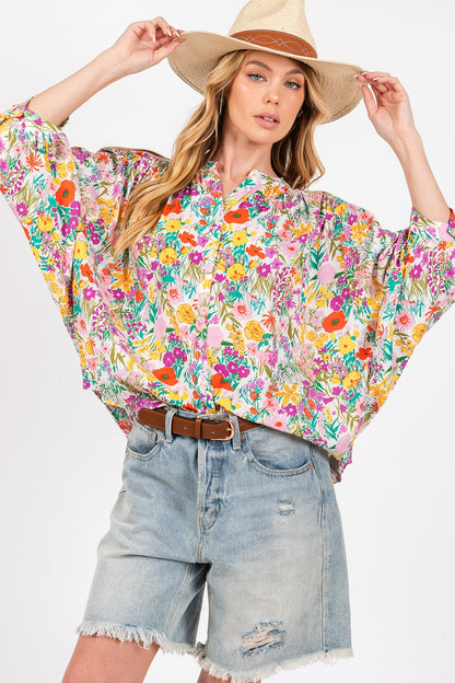 SAGE + FIG Button Down Floral Shirt