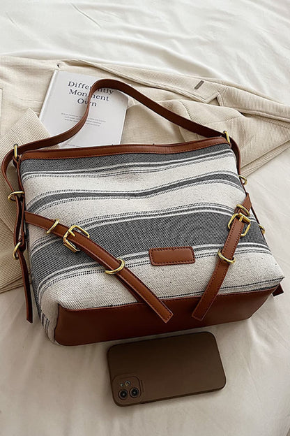 Striped Large Canvas Bag