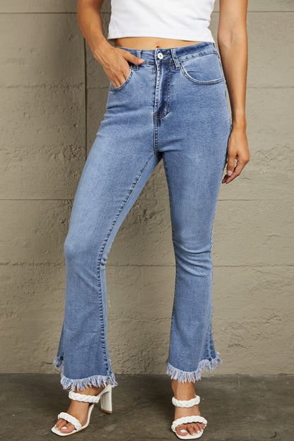 Baeful Frayed Hem Flare Jeans