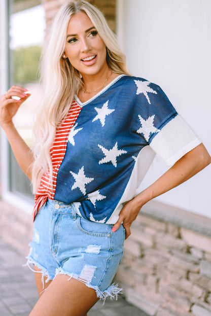 Star and Stripe V-Neck Top