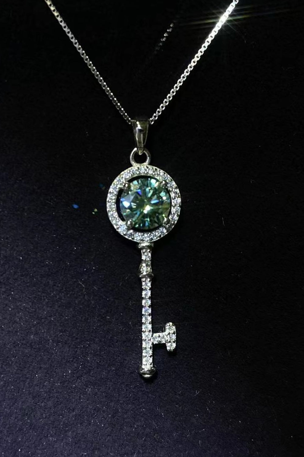 1 Carat Moissanite Key Pendant Necklace