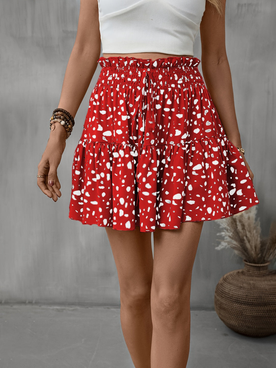 Frill Tied Printed Mini Skirt