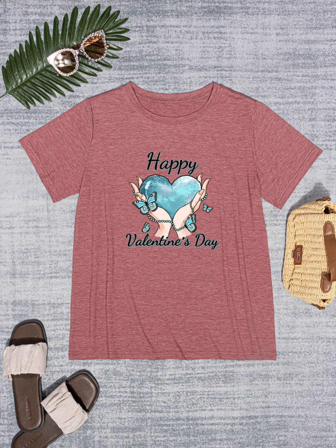 HAPPY VALENTINE'S DAY Round Neck Short Sleeve T-Shirt