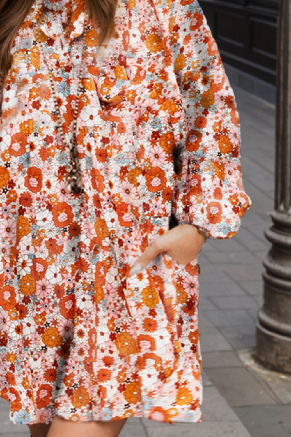 Floral Balloon Sleeve Mini Dress