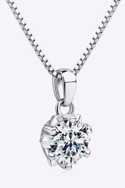 1 Carat Moissanite Pendant Platinum-Plated Necklace