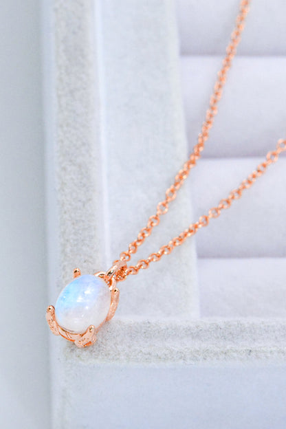 Natural 4-Prong Pendant Moonstone Necklace