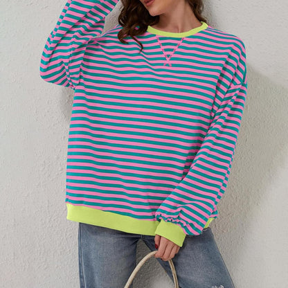 Striped Round Neck Long Sleeve T-Shirt