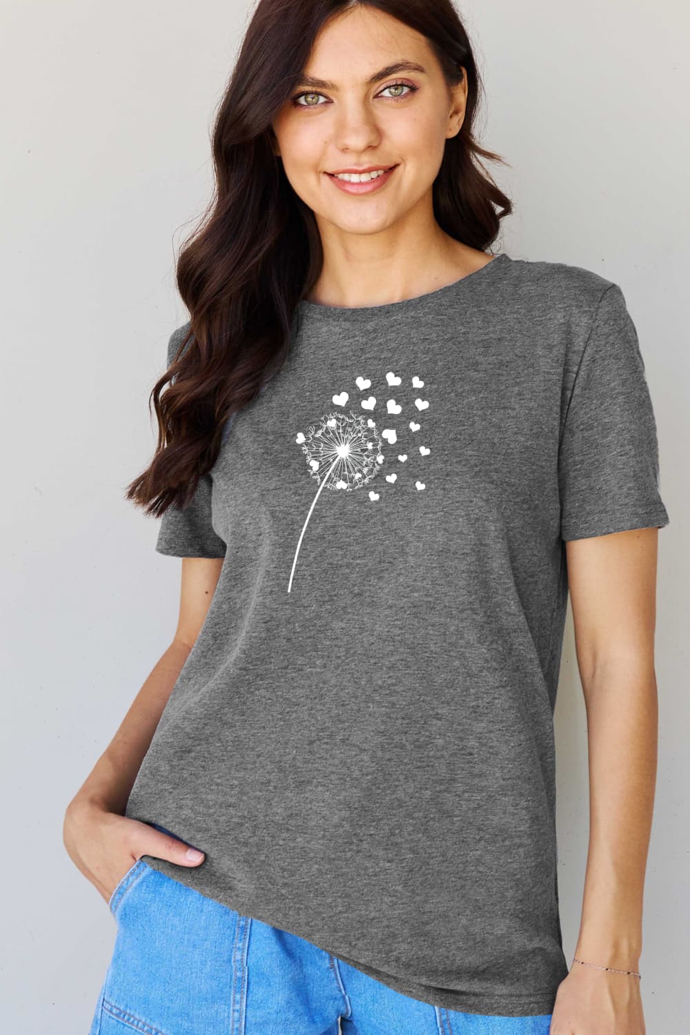 Simply Love Full Size Dandelion Heart Graphic Cotton T-Shirt