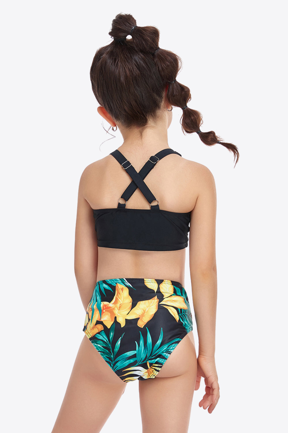 Printed Drawstring Ruched Two-Piece Swim Set