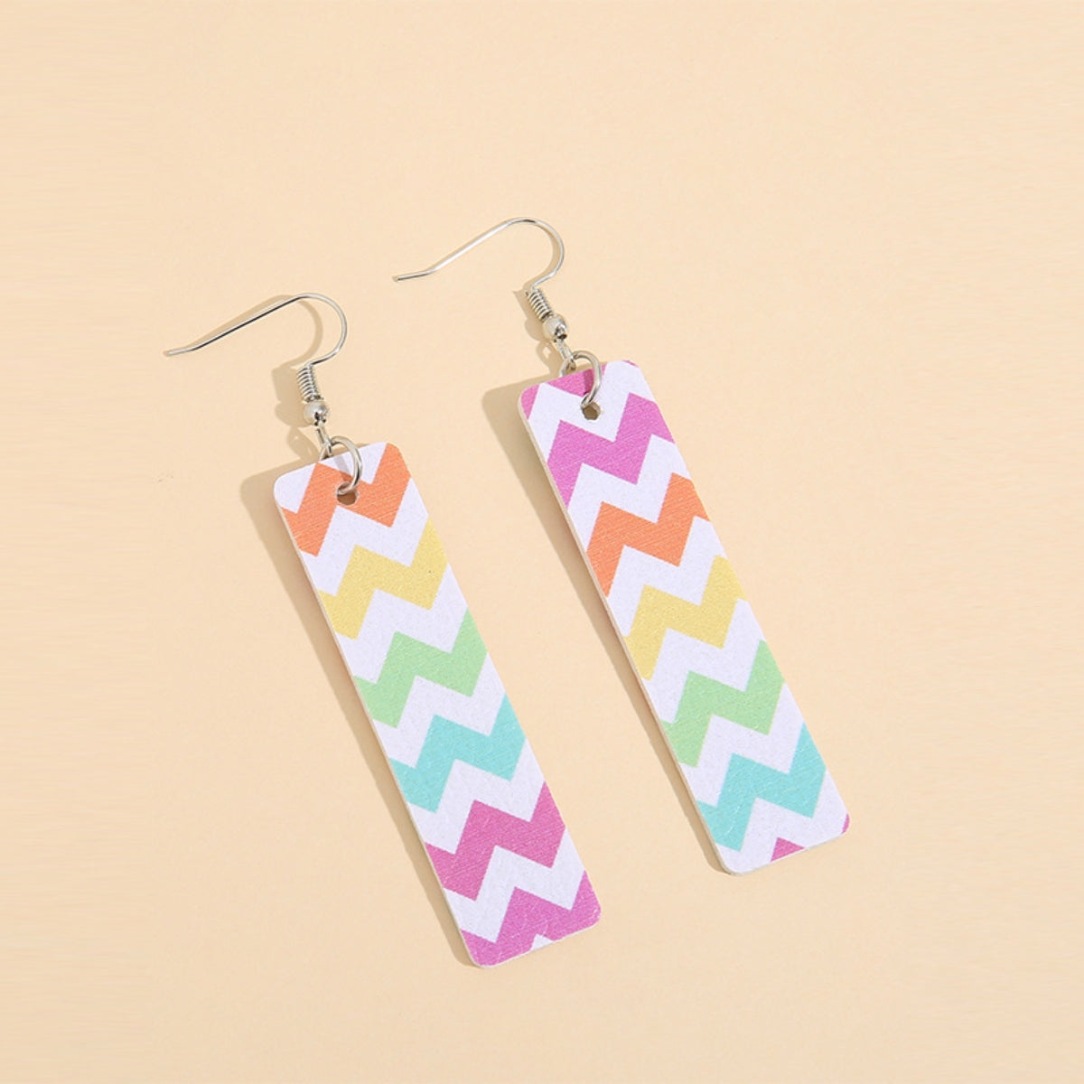 Leather Contrast Chevron Earrings