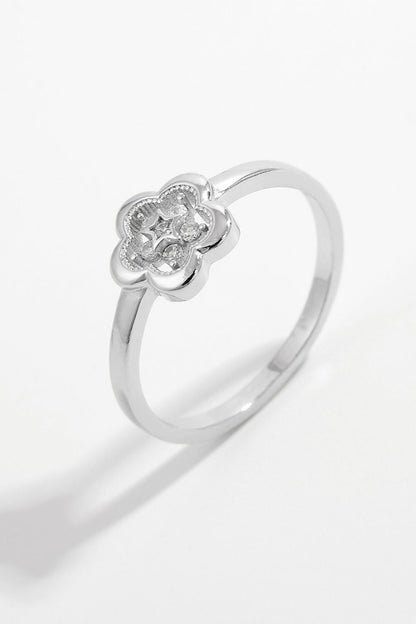 925 Sterling Silver Zircon Flower Ring