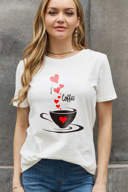 Simply Love Full Size I LOVE COFFEE Graphic Cotton Tee